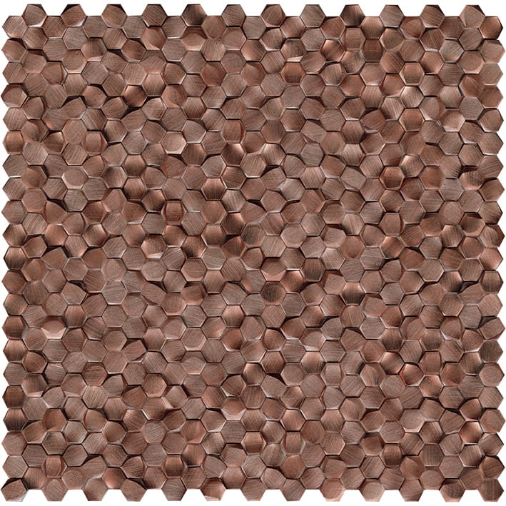 Miedziana mozaika Metal Copper Hexagon 3D Gravity Aluminium L'Antic Colonial