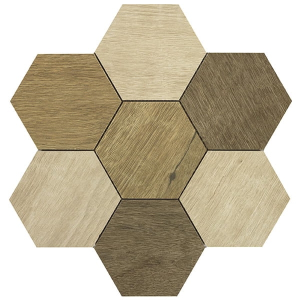 Treverkdear Mosaico Mix M0KQ płytki gresowe drewnopodobne 35,5x35,9 Marazzi mozaika heksagony