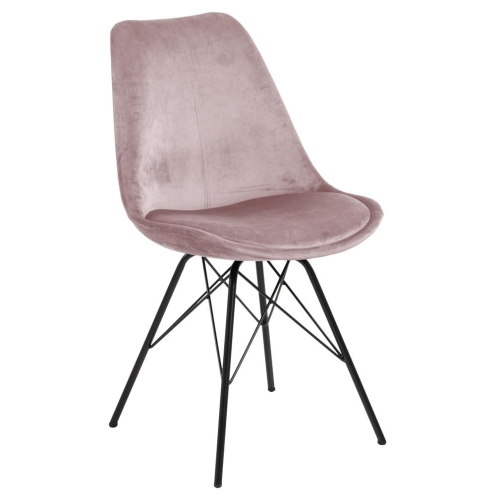 Eris nowoczesne różowe krzesło do jadalni z metalową podstawą