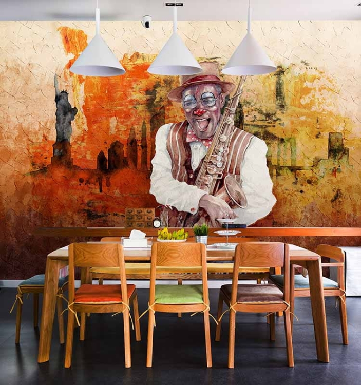 Jazz tapeta ścienna ze śmiejącym się klaunem Wonderwall Studio Human Story