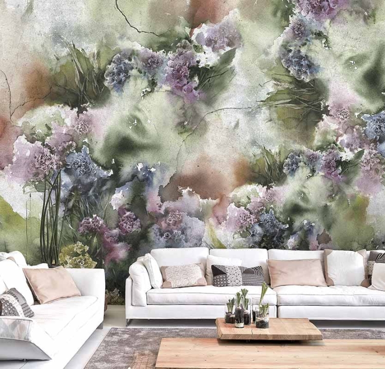 Limonium tapeta ścienna na fizelinie z pastelowymi kwiatami Fleur Scharme