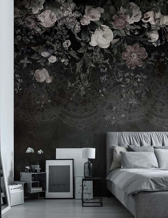 Kwiecista tapeta ścienna na fizelinie Fleur Scharme Marlen romantyczna