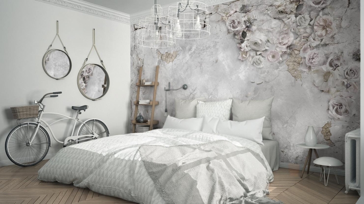 Boho romantyczna tapeta ścienna na fizelinie Fleur Scharme kwiaty róże
