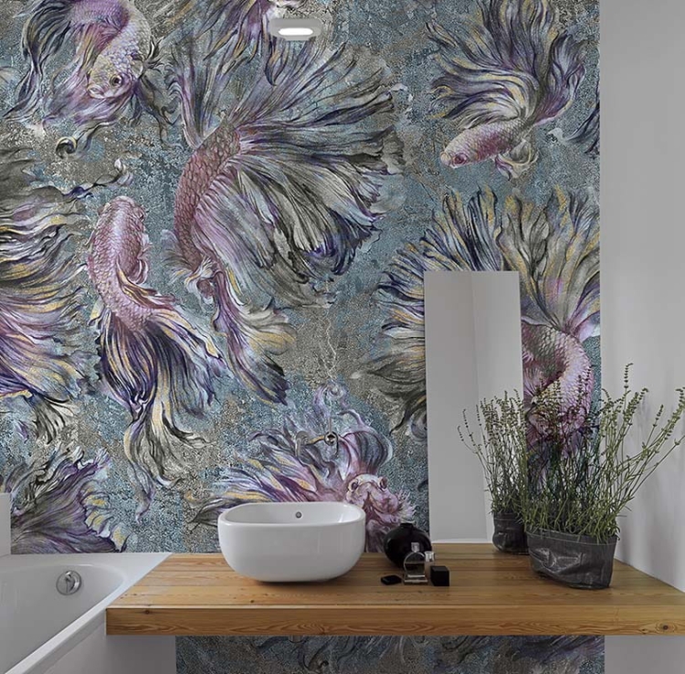 Keiko nowoczesna tapeta ścienna na fizelinie w rybki Bright Accents