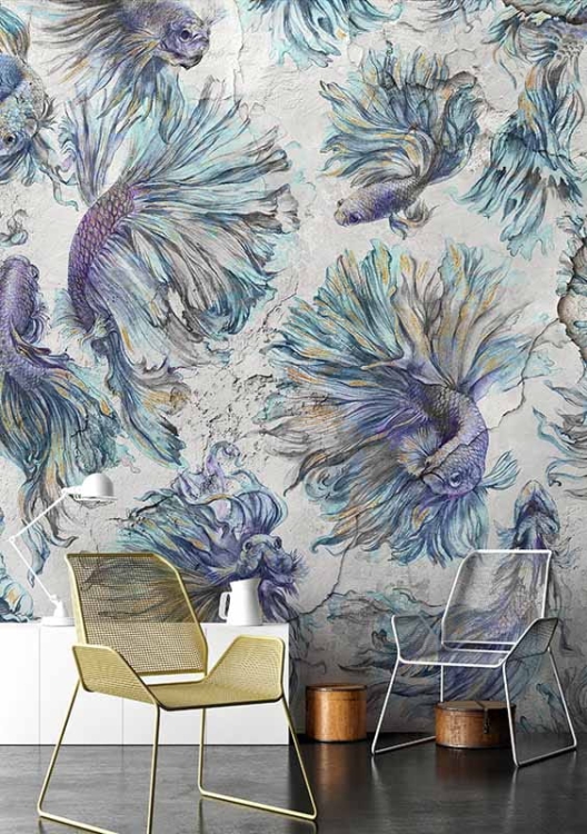 Keiko nowoczesna tapeta ścienna na fizelinie w rybki Bright Accents