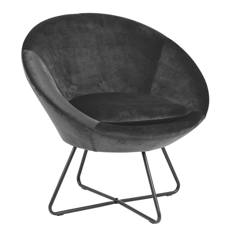 Center nowoczesny okrągły fotel na czarnej metalowej podstawie Dark Grey