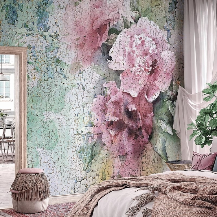 Verano romantyczna tapeta ścienna na fizelinie Fleur Scharme postarzane kwiaty peonii