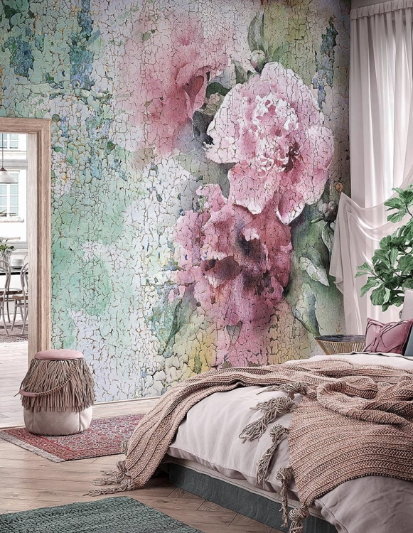 Verano romantyczna tapeta ścienna na fizelinie Fleur Scharme postarzane kwiaty peonii