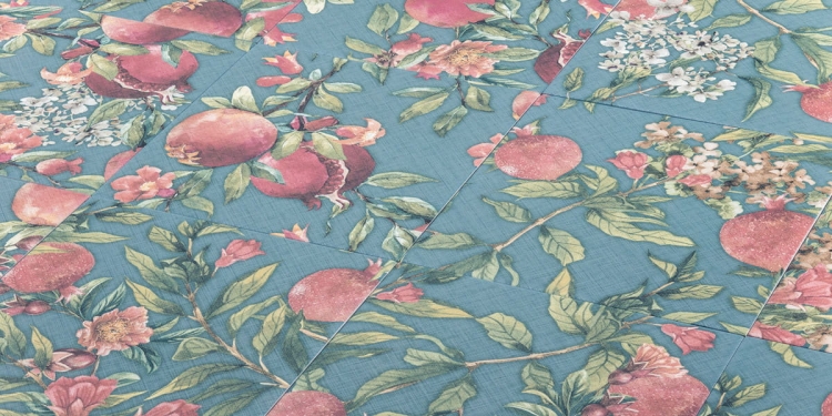 Kwiaty i owoce granatu kafelki Barwolf KE-19011 Wallpaper Fruits Akzent