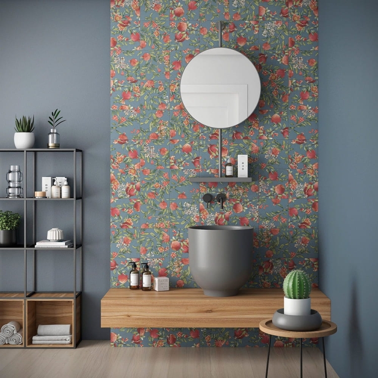 Kwiaty i owoce granatu kafelki Barwolf KE-19011 Wallpaper Fruits Akzent