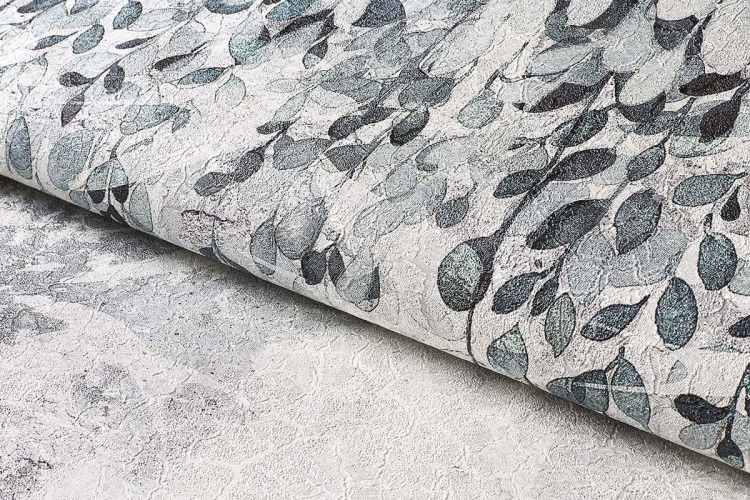 Drobne listki i ptaki tapeta fizelinowa z roślinnym motywem do salonu i sypialni