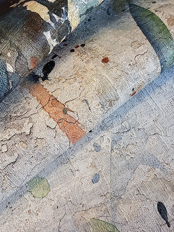 Ollivio dynamiczna abstrakcyjna tapeta na fizelinie z żółtymi oliwkami
