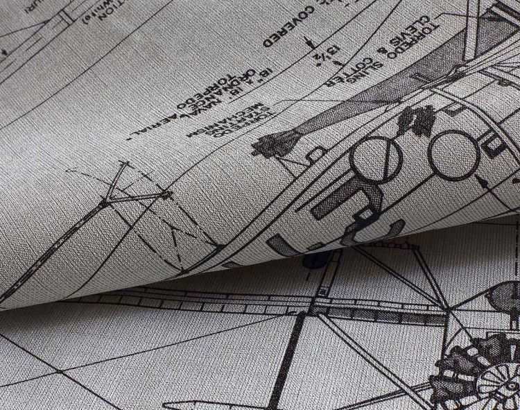 Blueprints rysunki techniczne samolotu oryginalna tapeta na fizelinie do biura