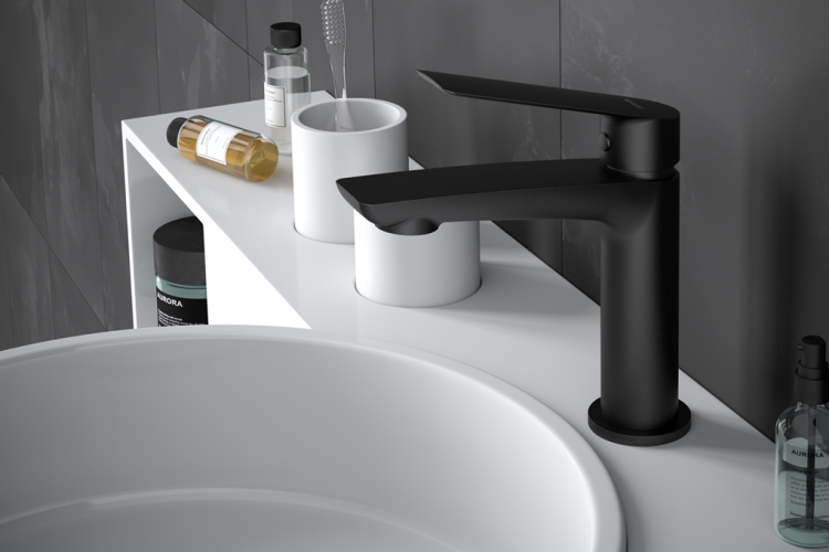 Vedo Desso Nero bateria umywalkowa jednouchwytowa z korkiem, czarny mat VBD4001CZ/C
