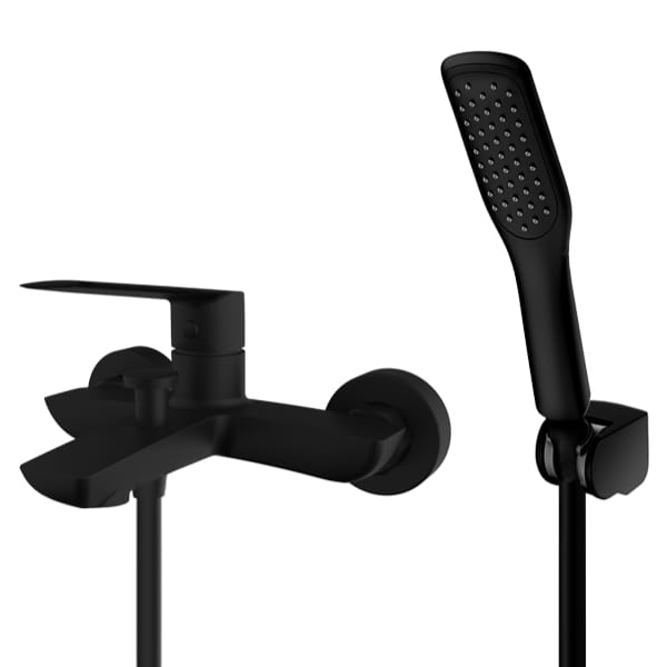 Vedo Desso Nero Solo bateria wannowa natynkowa z zestawem natryskowym, czarny mat VBD4006CZ/S