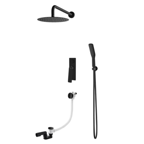 Vedo Desso Nero zestaw wannowo-natryskowy podtynkowy z deszczownicą 250mm, czarny mat VBD4233CZ/25