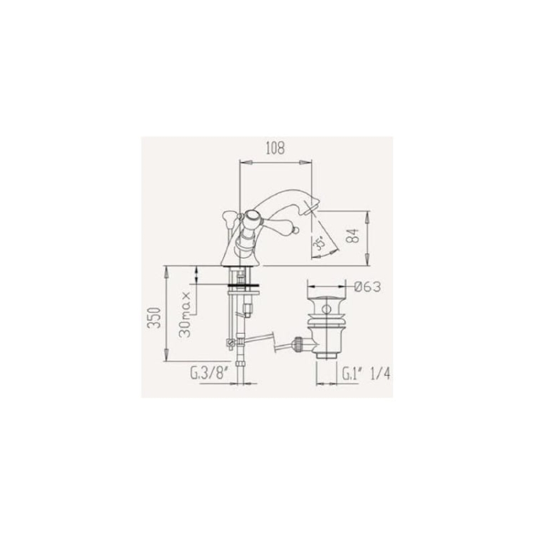 Vedo Etros Brąz bateria umywalkowa w stylu retro z korkiem 2145BR