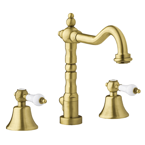 Vedo Etros Brąz bateria umywalkowa 3-otworowa wysoka w stylu retro z korkiem 2136BR