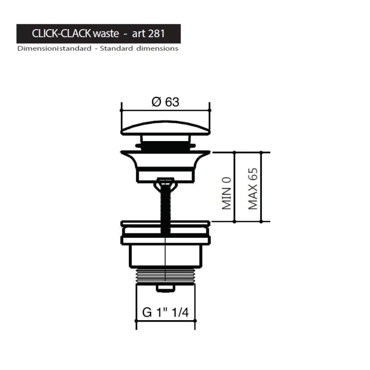 Vedo złoty korek do umywalki klik-klak 281ZŁ
