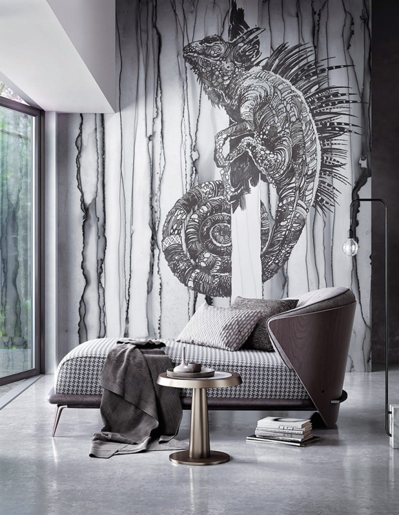 Iguana szara tapeta na fizelinie ze zwierzęcym motywem jaszczurki