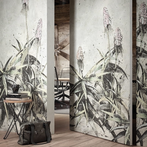 Agava oryginalna tapeta ścienna na fizelinie ze szkicem kwiatów agawy