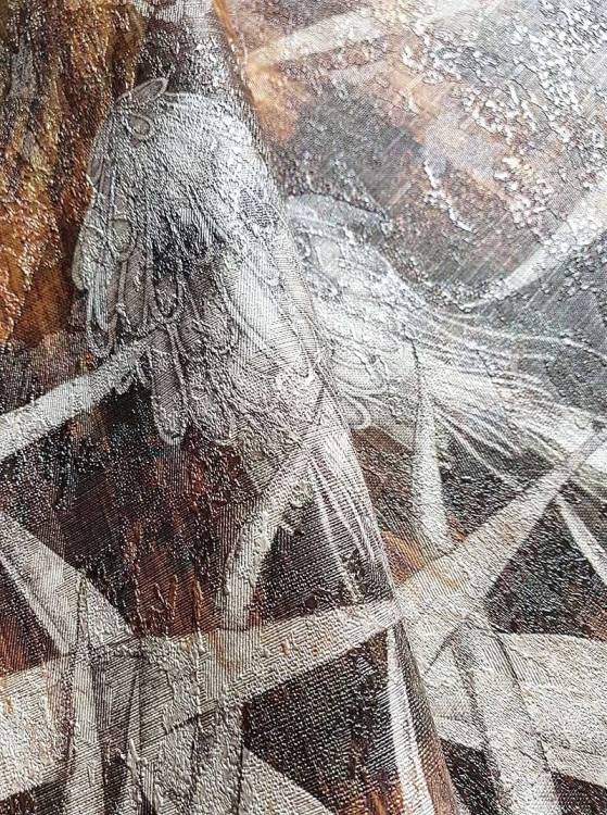 Estrella złoto-miedziana tapeta ścienna na fizelinie z motywem roślinnym