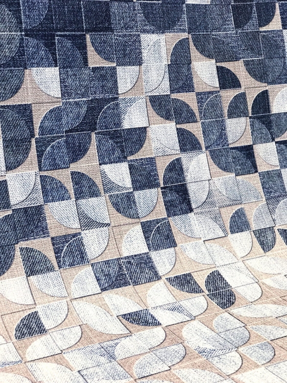 Denim wysokiej jakości tapeta ścienna fizelinowa z geometrycznym wzorem