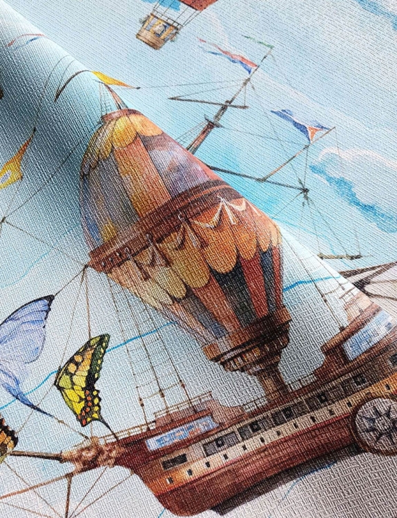 Wind kolorowa tapeta ścienna do pokoju dziecięcego z bajecznym motywem balonów i motyli