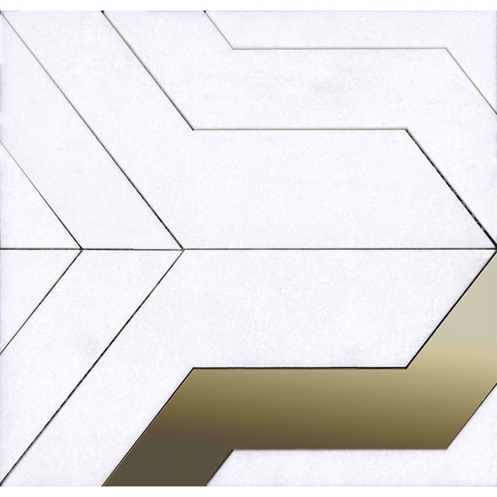 L'Antic Colonial Focus White Gold kamienna mozaika geometryczna ze złotym akcentem