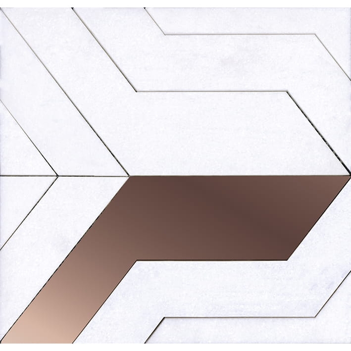 L'Antic Colonial Focus White Copper kamienna mozaika geometryczna ze miedzianym akcentem