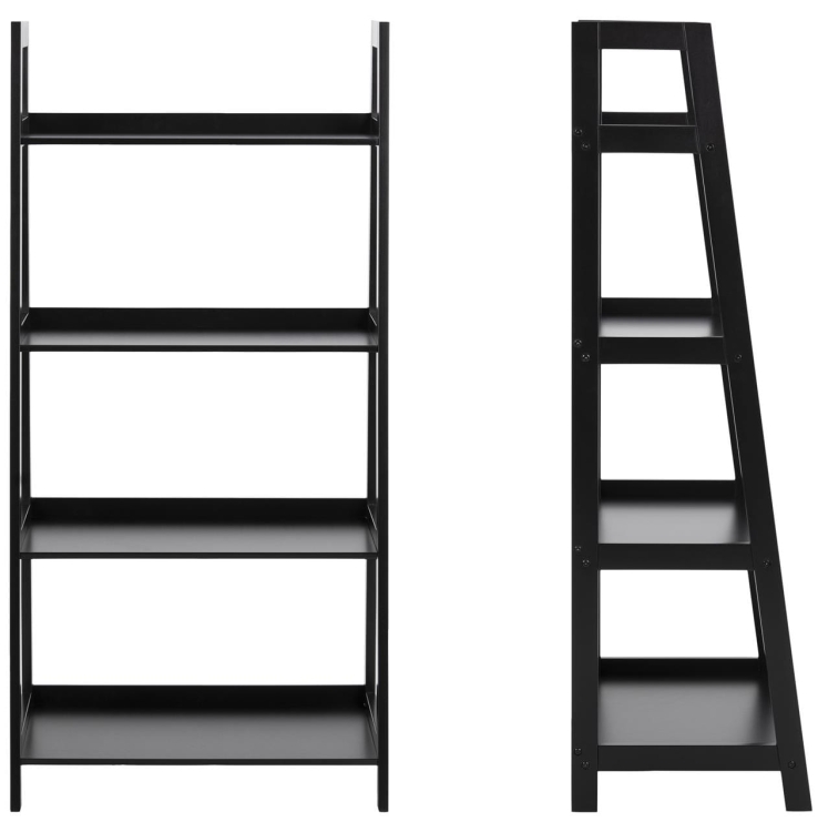 Czarny loftowy regał drabinka w skandynawskim stylu