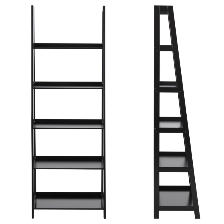 Czarny loftowy regał drabinka w skandynawskim stylu