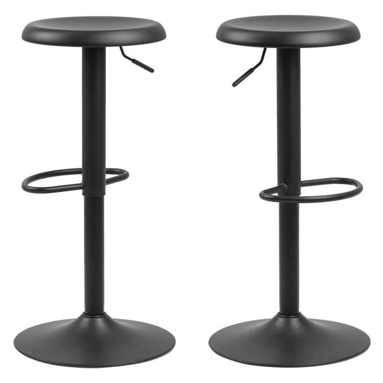 Loftowe stołki barowe Fin Black na metalowej podstawie hokery zestaw 2 sztuki