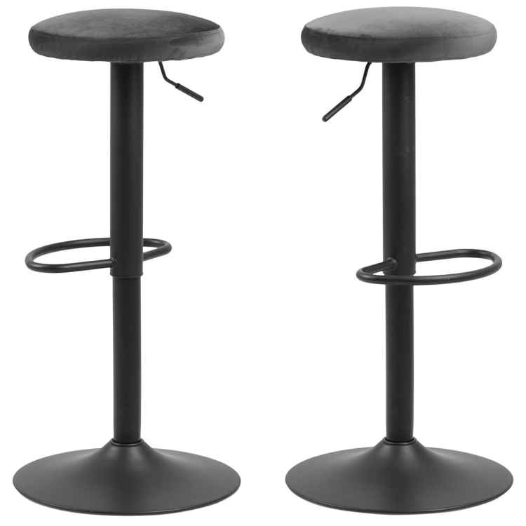 Loftowe stołki barowe Fin Grey na metalowej podstawie hokery zestaw 2 sztuki