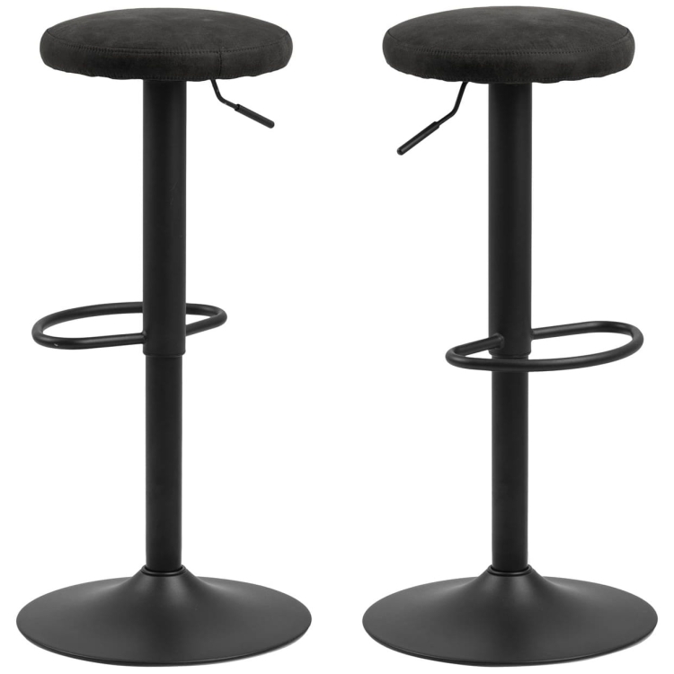 Loftowe stołki barowe Fin Anthracite na metalowej podstawie hokery zestaw 2 sztuki