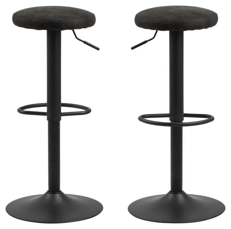 Loftowe stołki barowe Fin Anthracite na metalowej podstawie hokery zestaw 2 sztuki