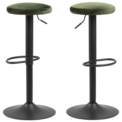 Loftowe stołki barowe Fin Forest Green na metalowej podstawie hokery zestaw 2 sztuki