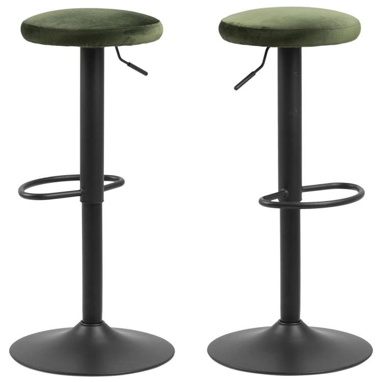 Loftowe stołki barowe Fin Forest Green na metalowej podstawie hokery zestaw 2 sztuki