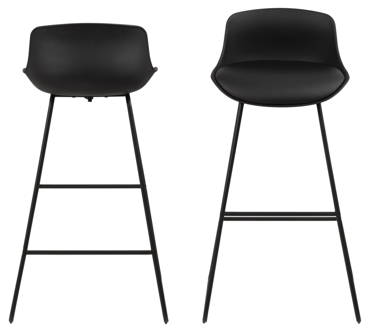 Stołki barowe na metalowych płozach Tiny Black hokery zestaw 2 sztuki