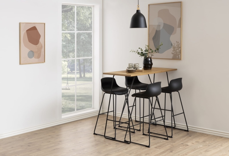 Stołki barowe na metalowych płozach Tiny Black hokery zestaw 2 sztuki