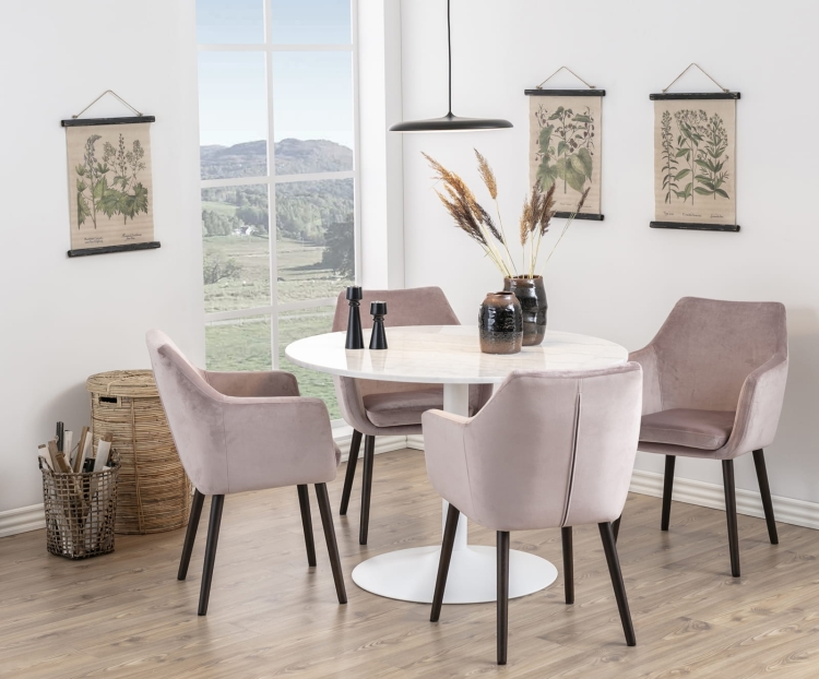 Tarry Marble Table okrągły stół do jadalni z marmurowym blatem i metalową podstawą