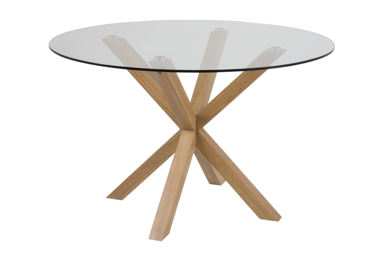 Nowoczesny stół do salonu ze szklanym blatem Sally Cristal Dining Table na metalowej podstawie