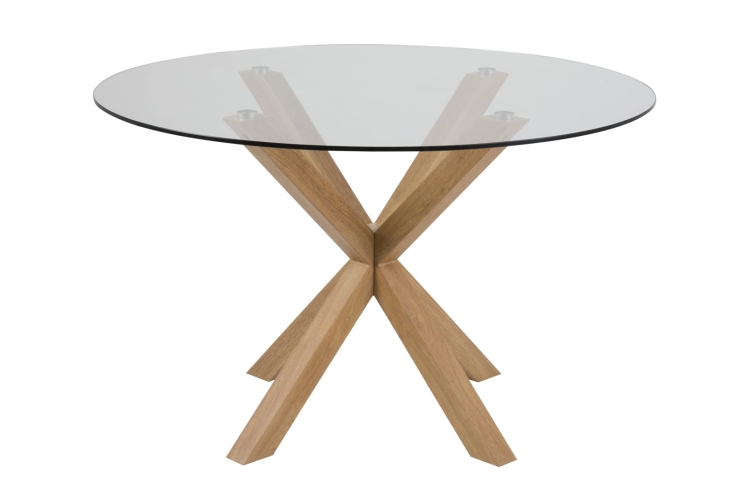 Nowoczesny stół do salonu ze szklanym blatem Sally Cristal Dining Table na metalowej podstawie