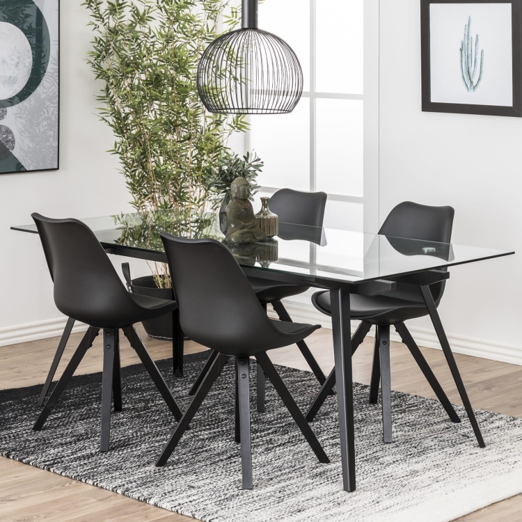 Tina Dining Table nowoczesny stół do jadalni z metalową podstawą i szklanym blatem