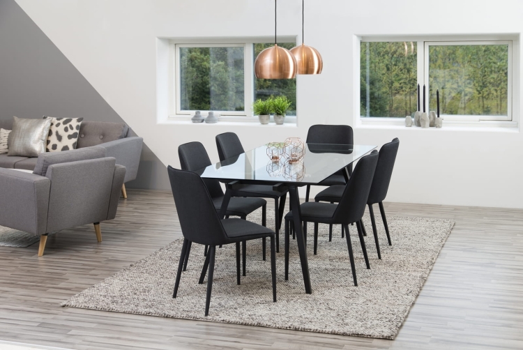 Tina Dining Table nowoczesny stół do jadalni z metalową podstawą i szklanym blatem