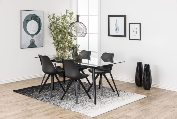 Tina Dining Table nowoczesny stół do jadalni z metalową podstawą i szklanym blatem