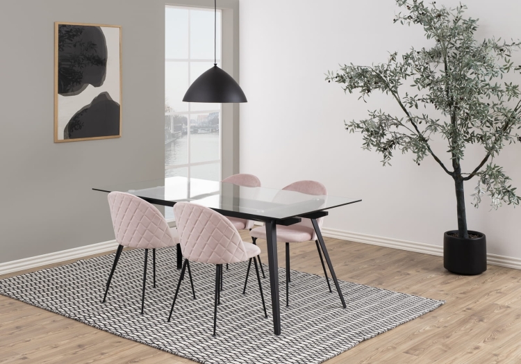 Tina Dining Table nowoczesny stół do jadalni z metalową podstawą i szklanym blatem