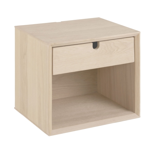 Mała wisząca szafka nocna z szufladą 37x32cm fornir dębowy bielony