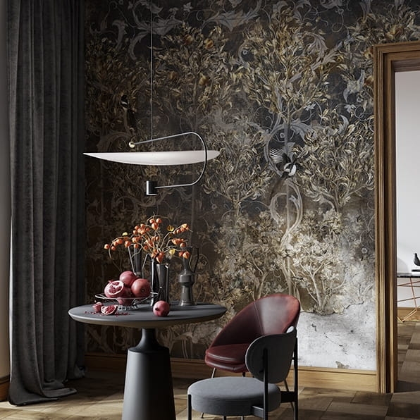 Roślinne ornamenty na postarzanym tynku Lacrima tapeta ścienna na fizelinie 6 kolorów