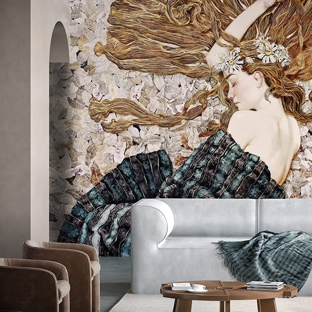 Fototapeta ścienna Art Nouveau z postacią śpiącej kobiety Serenity tapeta ścienna na fizelinie